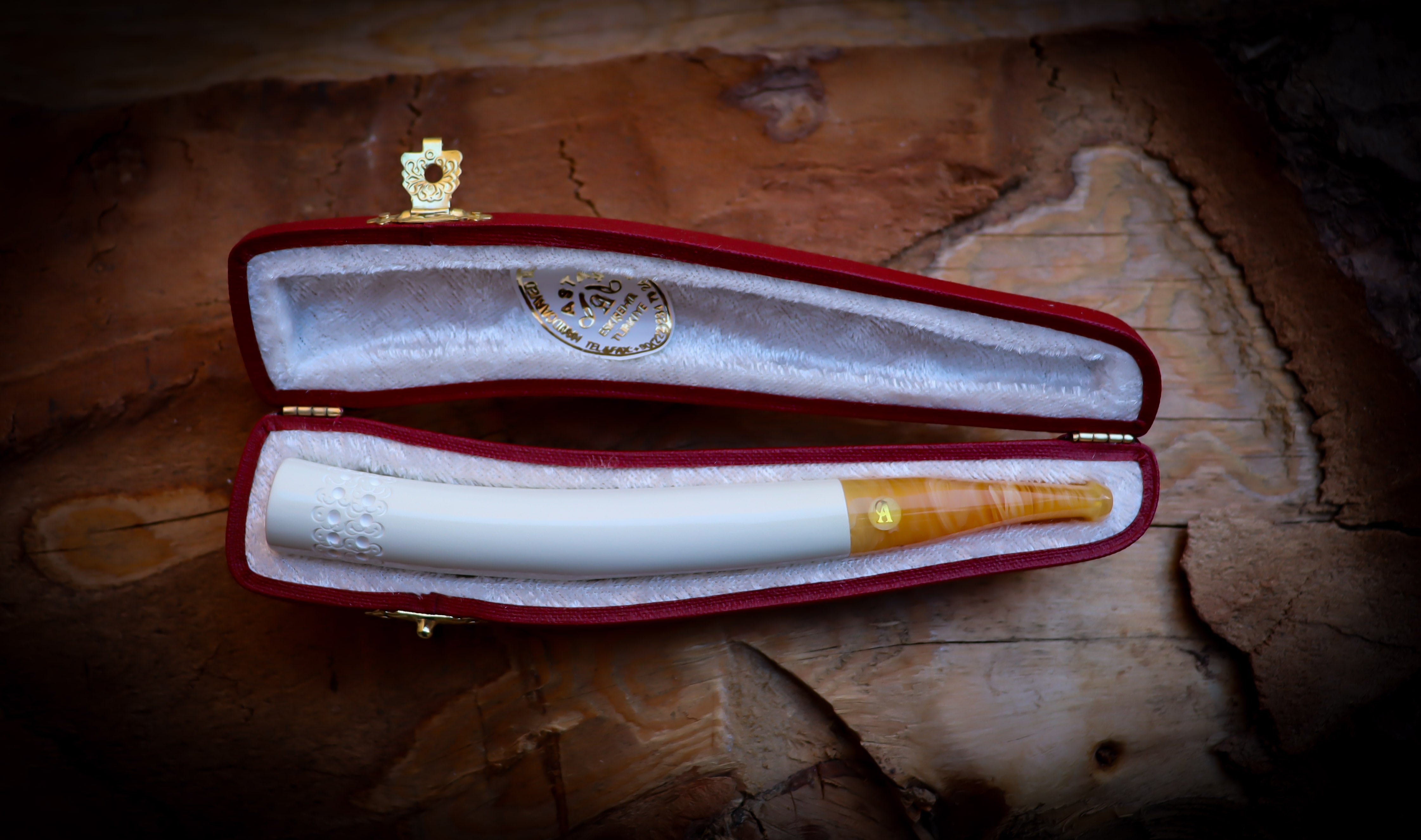 Special Handmade Cigarette Holder Meerschaum Pipe With Leather Box- Astaş Meerschaum