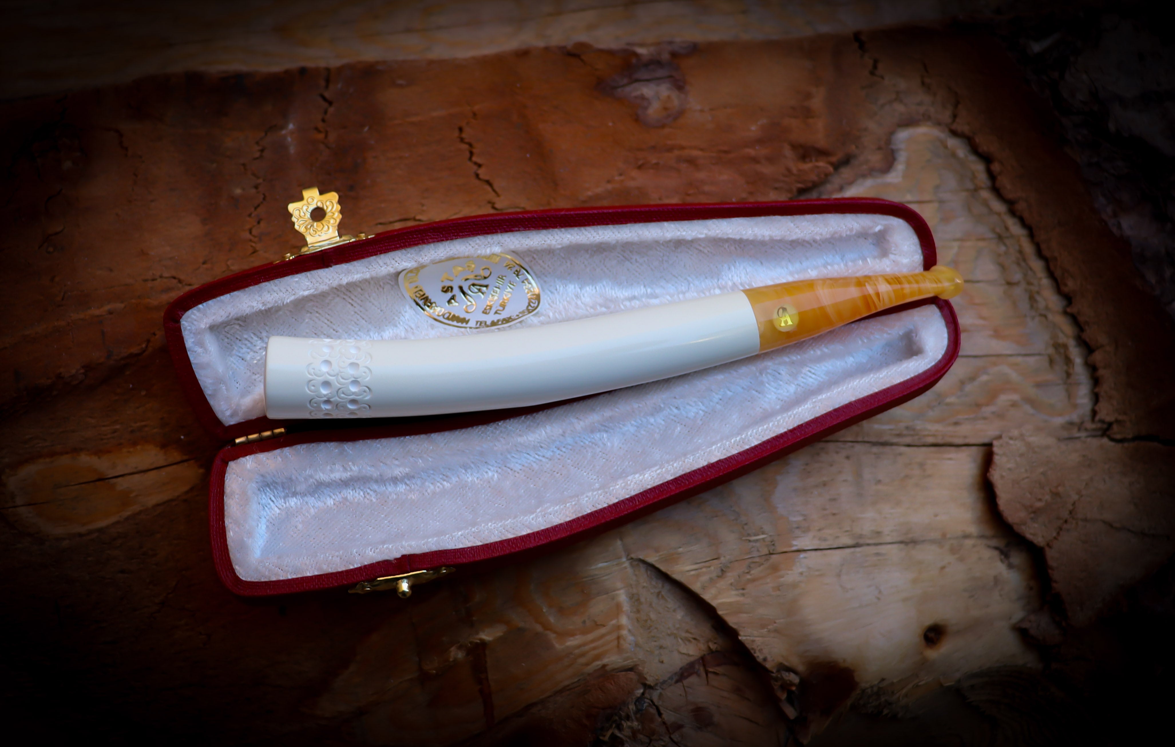 Special Handmade Cigarette Holder Meerschaum Pipe With Leather Box- Astaş Meerschaum