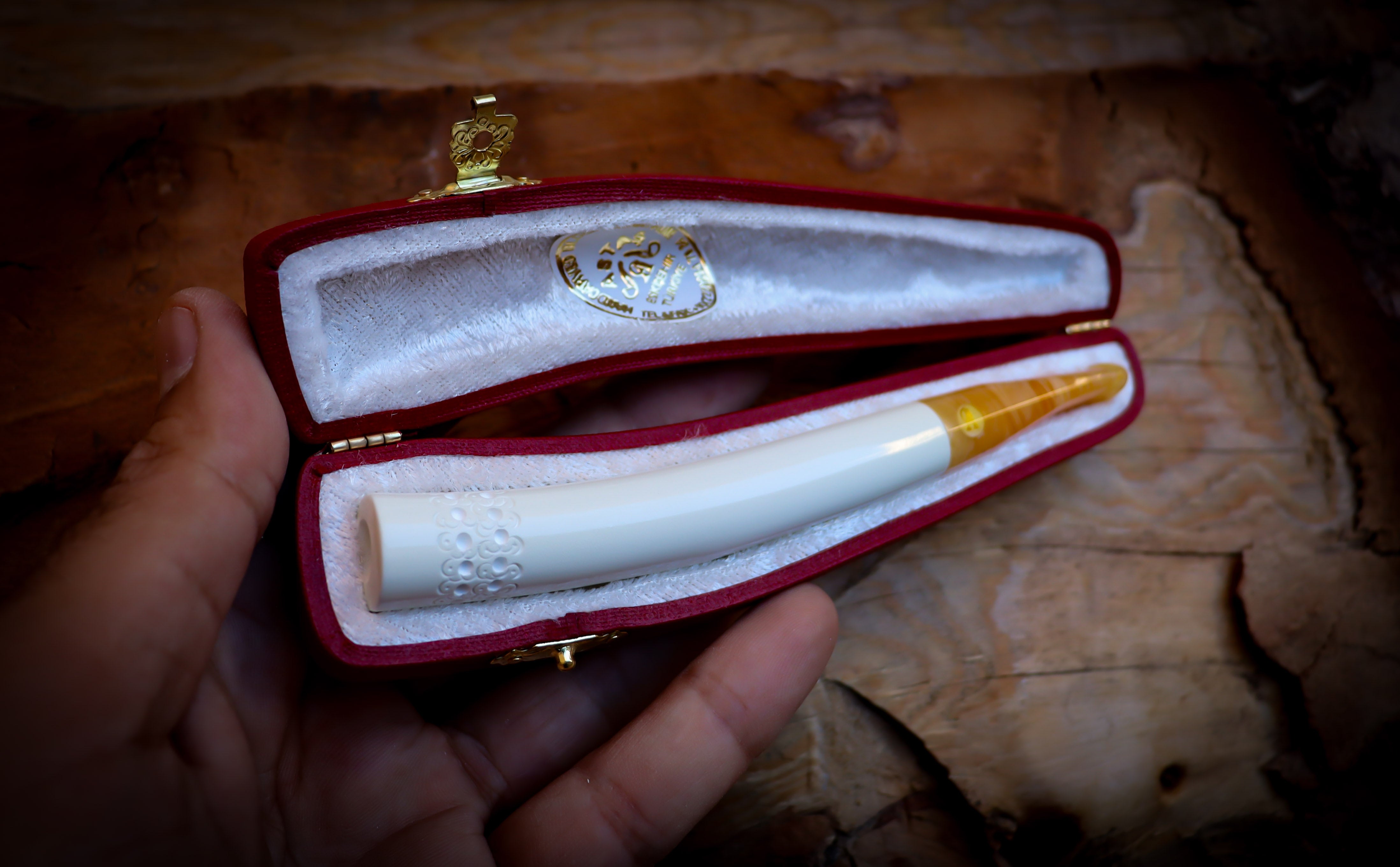Special Handmade Cigarette Holder Meerschaum Pipe With Leather Box- Astaş Meerschaum