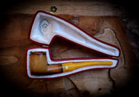 Lee Van Cleef, Calcined Smooth Special Handmade Poker Meerschaum Pipe With Leather Box- Astaş Meerschaum