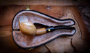 Lee Van Cleef, Calcined Smooth Special Handmade Squat Bulldog Meerschaum Pipe With Leather Box- Astaş Meerschaum