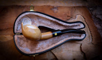 Lee Van Cleef, Calcined Smooth Special Handmade Squat Bulldog Meerschaum Pipe With Leather Box- Astaş Meerschaum