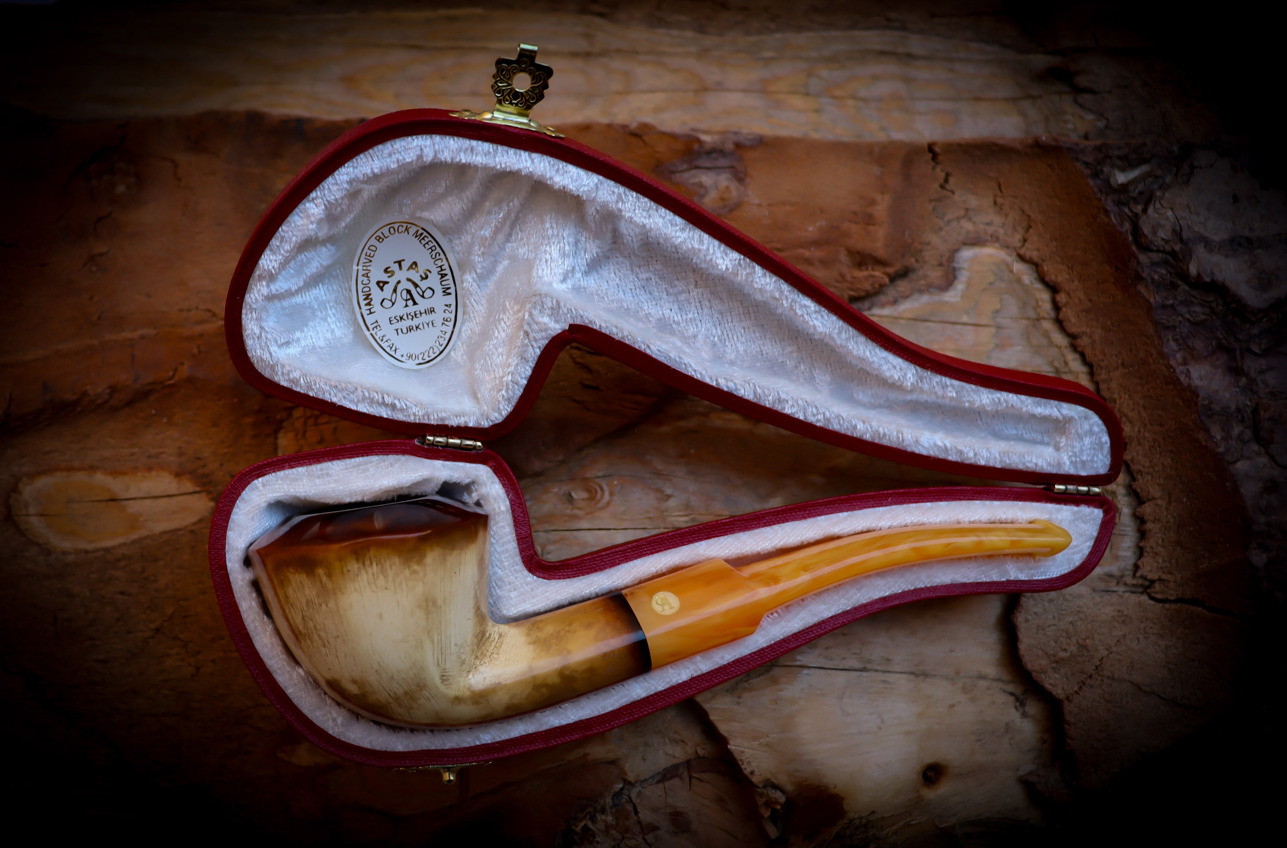 Lee Van Cleef  Smooth Special Handmade Panel Meerschaum Pipe With Leather Box-Astaş Meerschaum
