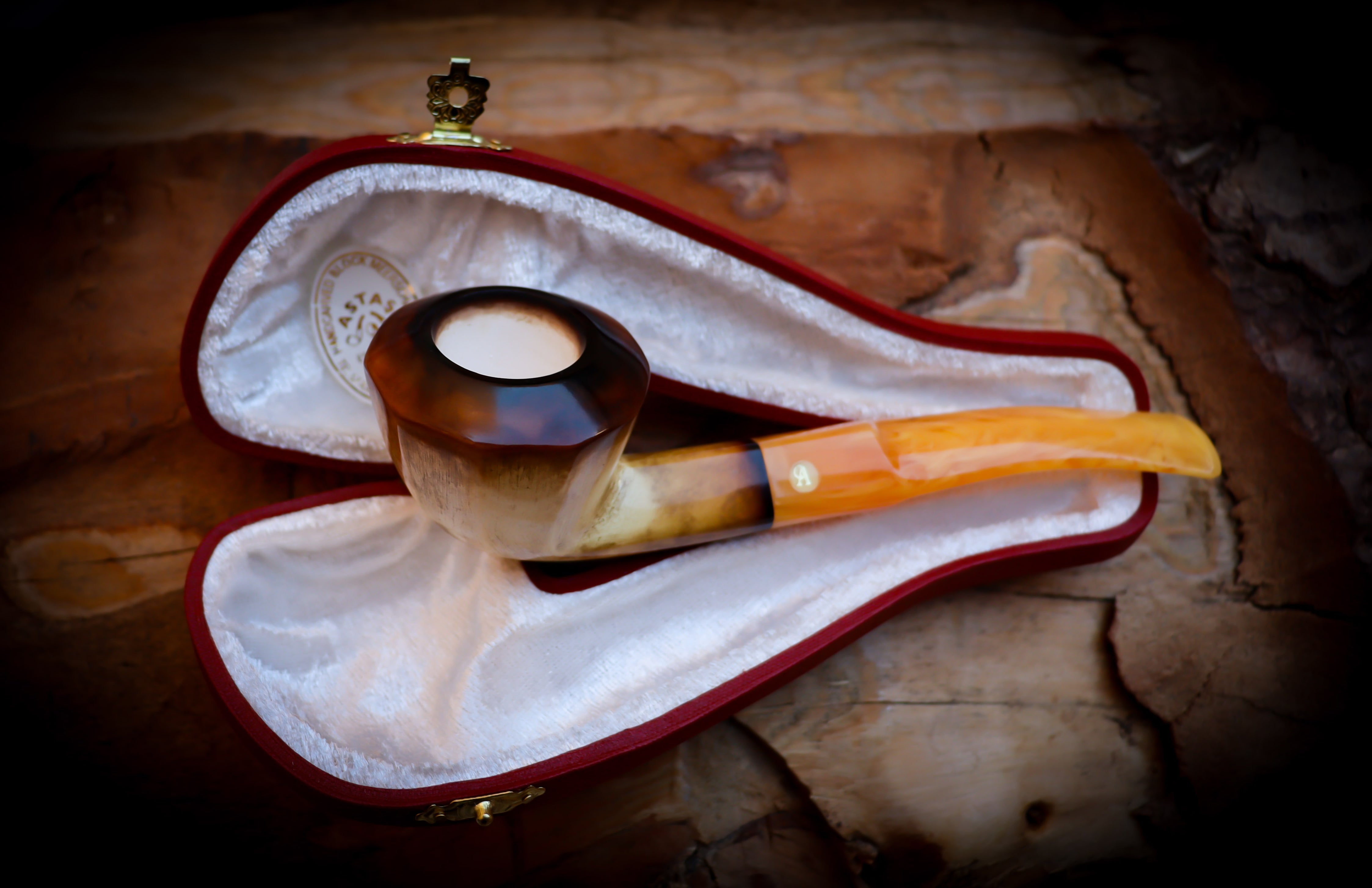 Lee Van Cleef  Smooth Special Handmade Panel Meerschaum Pipe With Leather Box-Astaş Meerschaum