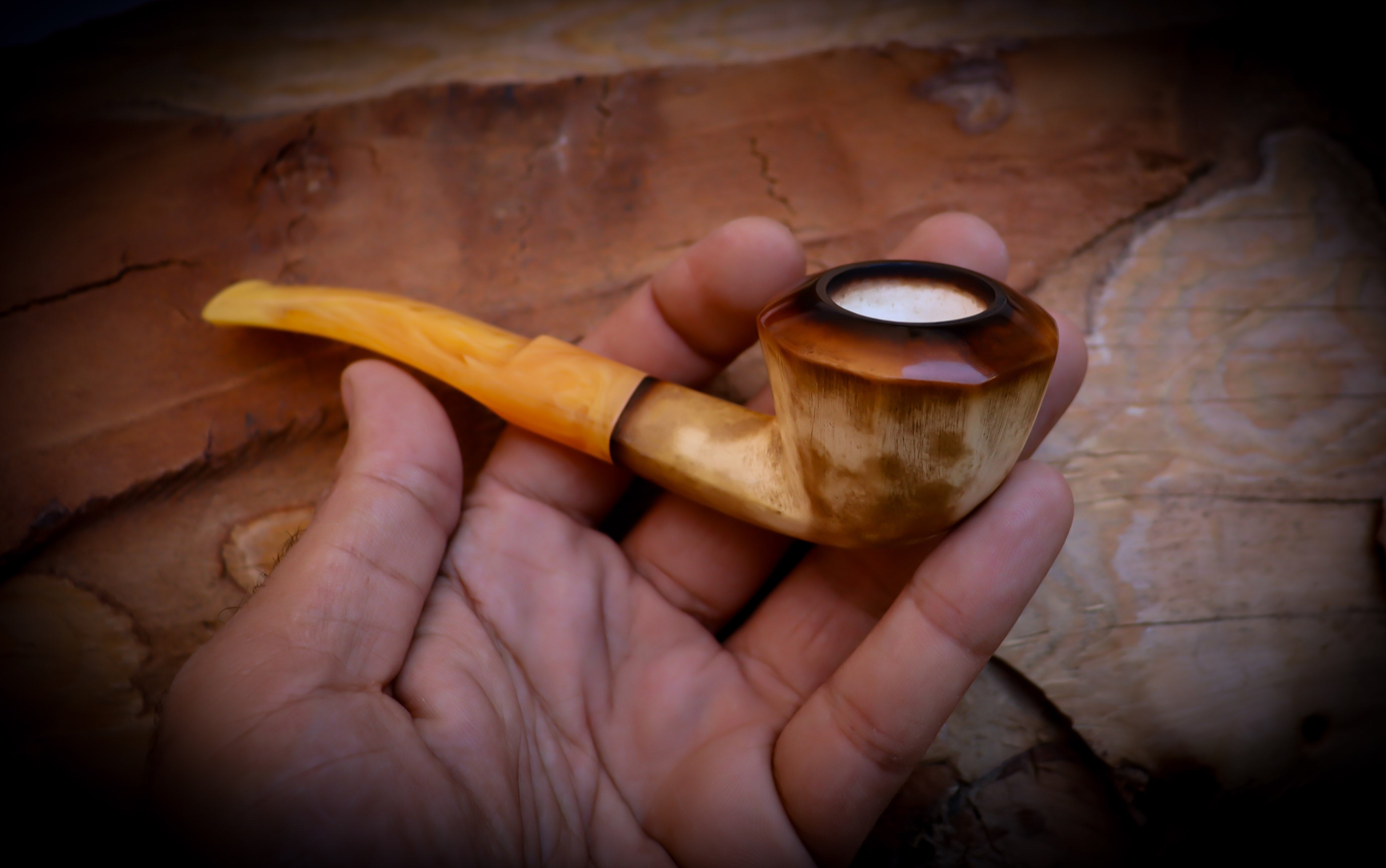 Lee Van Cleef  Smooth Special Handmade Panel Meerschaum Pipe With Leather Box-Astaş Meerschaum