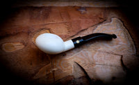 Smooth Handmade Squat Tomato Block Meerschaum Pipe With Leather Case- Astaş Meerschaum