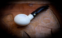Smooth Handmade Squat Tomato Block Meerschaum Pipe With Leather Case- Astaş Meerschaum