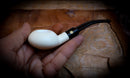 Smooth Handmade Squat Tomato Block Meerschaum Pipe With Leather Case- Astaş Meerschaum