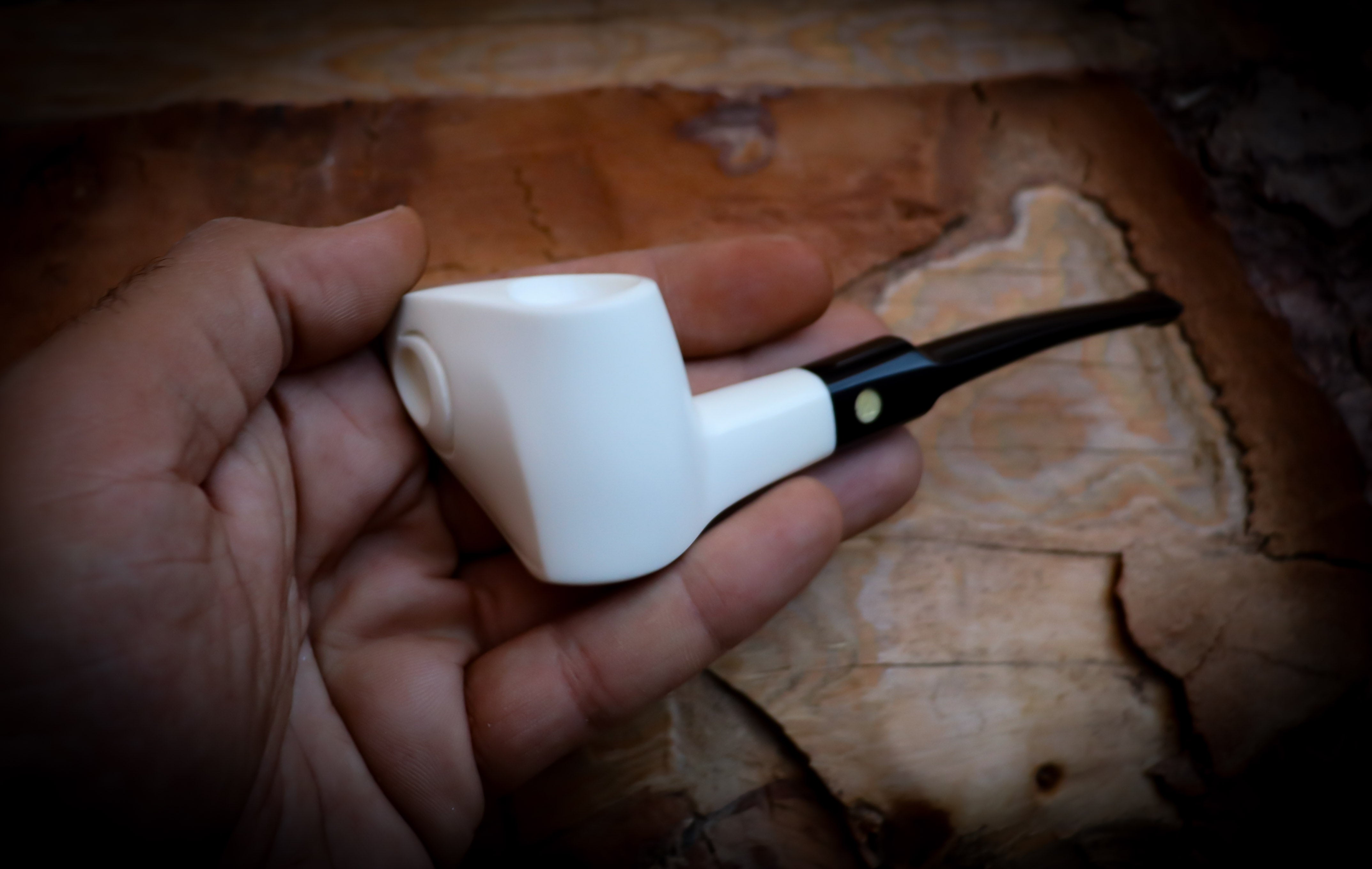 Unique Smooth Handmade Freehand Meerschaum Tobacco Pipe with Leather Case – Astaş Meerschaum