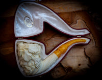 Bacchus Meerschaum, Special Handmade Large Size Bacchus Meerschaum Pipe With Leather Box- Astaş Meerschaum