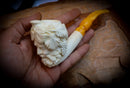 Bacchus Meerschaum, Special Handmade Large Size Bacchus Meerschaum Pipe With Leather Box- Astaş Meerschaum