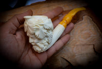 Bacchus Meerschaum, Special Handmade Large Size Bacchus Meerschaum Pipe With Leather Box- Astaş Meerschaum