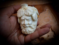 Bacchus Meerschaum, Special Handmade Large Size Bacchus Meerschaum Pipe With Leather Box- Astaş Meerschaum