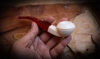 Squat Bulldog, Smooth Special Handmade Squat Bulldog Meerschaum Pipe With Leather Box-Astaş Meerschaum