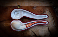 Squat Bulldog, Smooth Special Handmade Squat Bulldog Meerschaum Pipe With Leather Box-Astaş Meerschaum