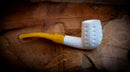Unique Embroidered Handmade Panel Block Meerschaum Pipe | Collectible with Leather Case – Astaş Meerschaum