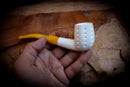 Unique Embroidered Handmade Panel Block Meerschaum Pipe | Collectible with Leather Case – Astaş Meerschaum