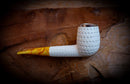 9MM Filtered Silver Embriodered Special Handmade  Large Size Billard Meerschaum Pipe With Leather Box-Astaş Meerschaum