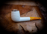 9MM Filtered Silver Embriodered Special Handmade  Large Size Billard Meerschaum Pipe With Leather Box-Astaş Meerschaum