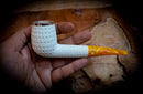 9MM Filtered Silver Embriodered Special Handmade  Large Size Billard Meerschaum Pipe With Leather Box-Astaş Meerschaum