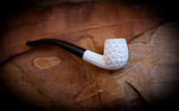 Embroidered Handmade Half Bent Block Meerschaum Pipe with Leather Case – Astaş Meerschaum