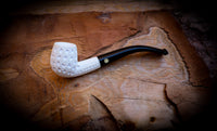 Embroidered Handmade Half Bent Block Meerschaum Pipe with Leather Case – Astaş Meerschaum