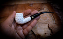 Embroidered Handmade Half Bent Block Meerschaum Pipe with Leather Case – Astaş Meerschaum