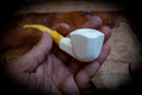 Handcrafted Smooth Panel Meerschaum Pipe with Leather Case - Unique Block Meerschaum Smoking Pipe by Astaş