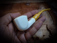 Handcrafted Smooth Panel Meerschaum Pipe with Leather Case - Unique Block Meerschaum Smoking Pipe by Astaş