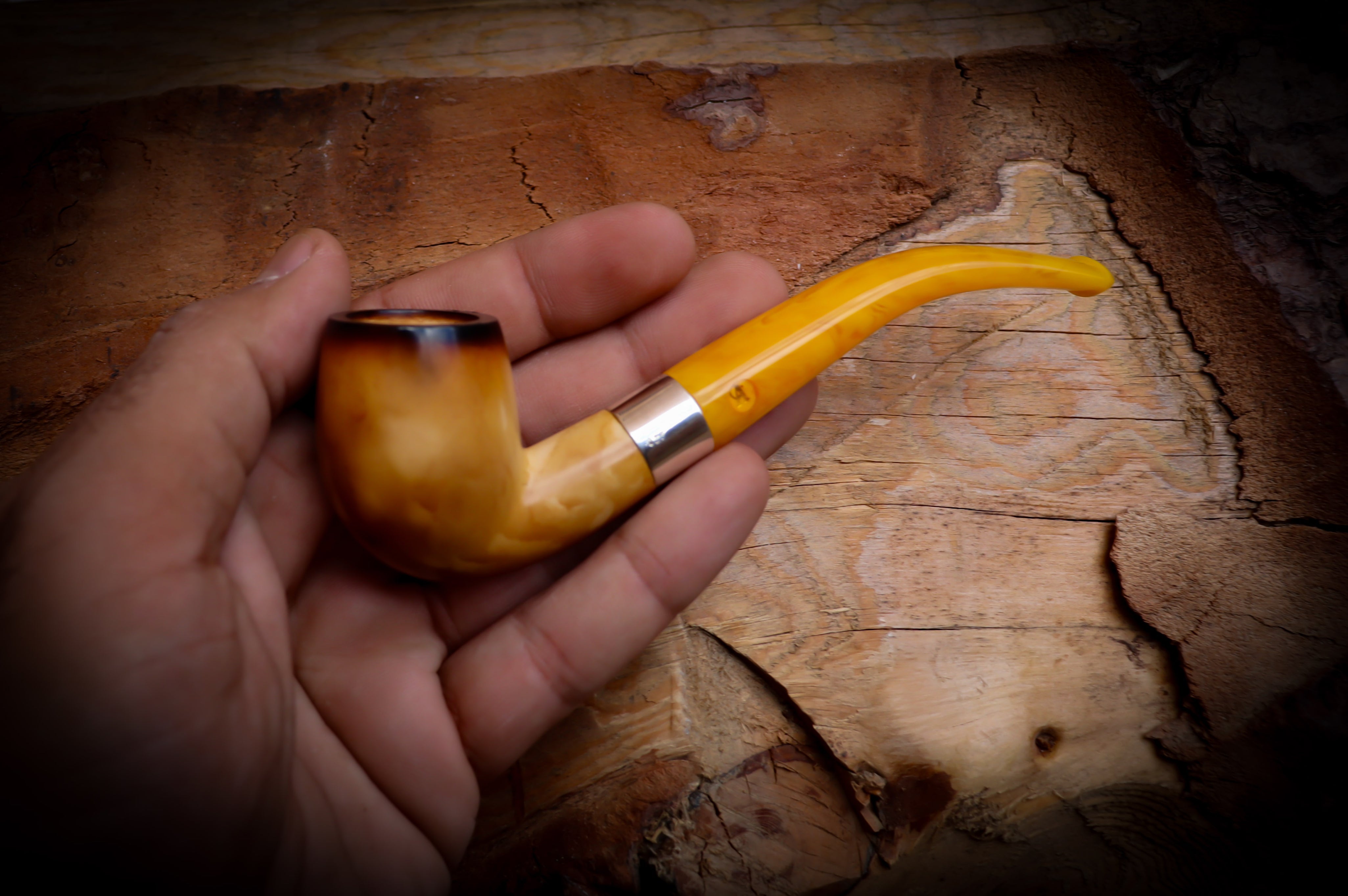 Lee Van Cleef Meerschaum, Silver Smooth Special Handmade Lee Van Cleef Meerschaum Pipe With Leather Case- Astaş Meerschaum