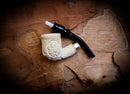 Floral Patterned Meerschaum, Special Handmade Block Meerschaum Pipe With Leather Box-Astaş Meerschaum