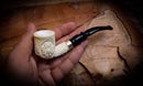 Floral Patterned Meerschaum, Special Handmade Block Meerschaum Pipe With Leather Box-Astaş Meerschaum