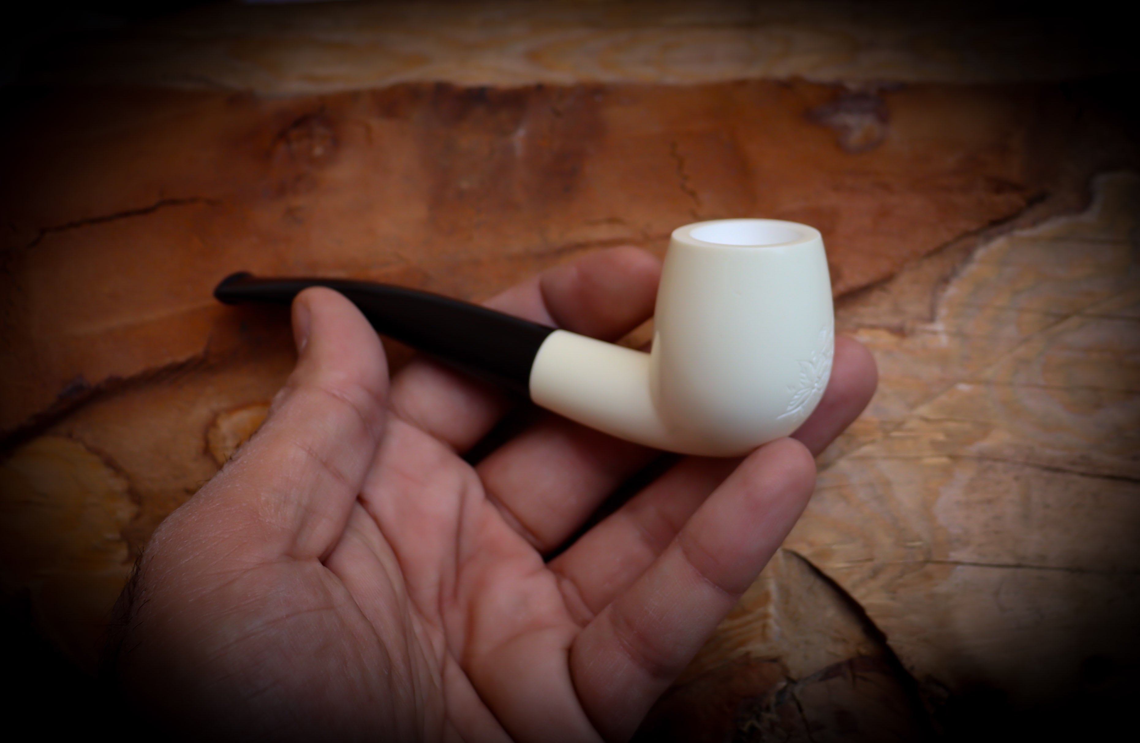 Smooth Handmade Half Bent Meerschaum Pipe With Leather Case- Astaş Meerschaum