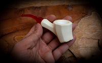 Natural Meerschaum, Smooth Handmade Panel Block Meerschaum Pipe With Leather Case- Astaş Meerschaum