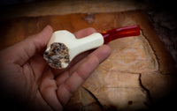 Natural Meerschaum, Smooth Handmade Panel Block Meerschaum Pipe With Leather Case- Astaş Meerschaum