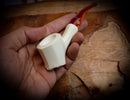 Natural Meerschaum, Smooth Handmade Panel Block Meerschaum Pipe With Leather Case- Astaş Meerschaum