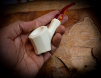 Natural Meerschaum, Smooth Handmade Panel Block Meerschaum Pipe With Leather Case- Astaş Meerschaum