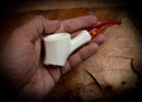 Natural Meerschaum, Smooth Handmade Panel Block Meerschaum Pipe With Leather Case- Astaş Meerschaum