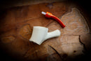 Natural Meerschaum, Smooth Handmade Panel Block Meerschaum Pipe With Leather Case- Astaş Meerschaum
