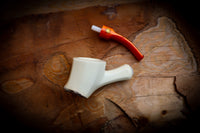 Natural Meerschaum, Smooth Handmade Panel Block Meerschaum Pipe With Leather Case- Astaş Meerschaum
