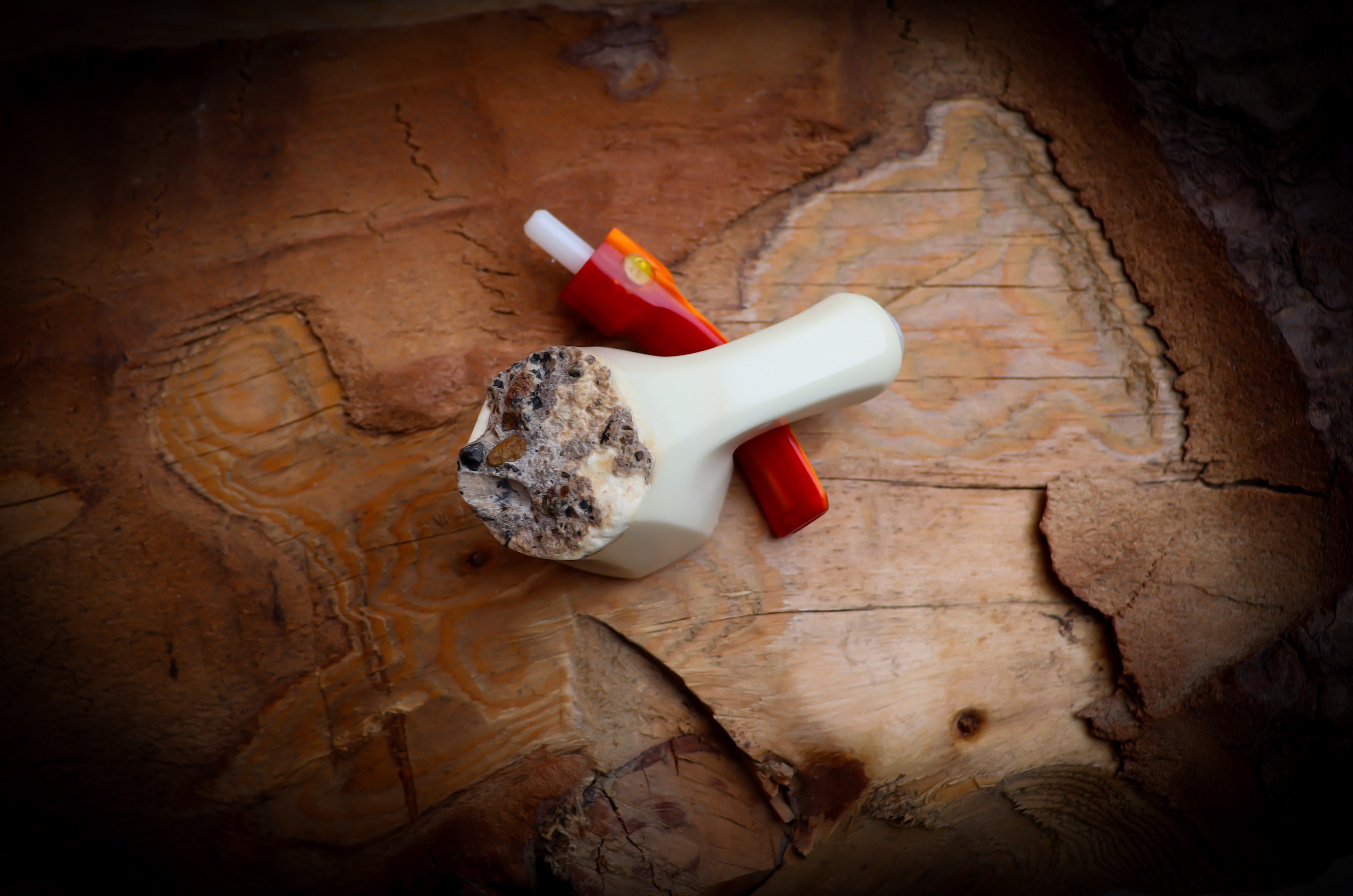 Natural Meerschaum, Smooth Handmade Panel Block Meerschaum Pipe With Leather Case- Astaş Meerschaum