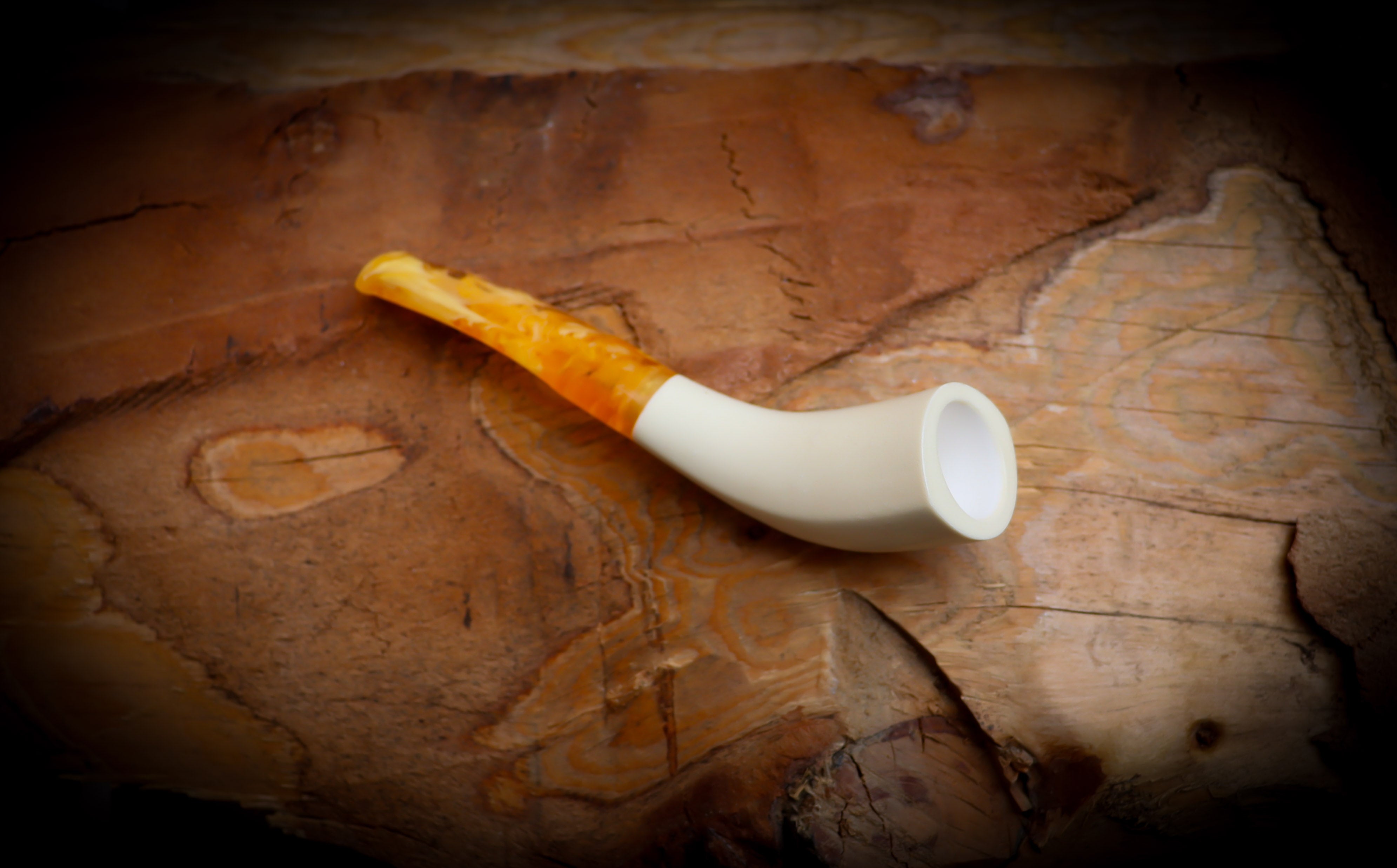 Handmade Horn Block Meerschaum Pipe With Leather Case