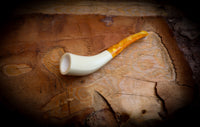 Handmade Horn Block Meerschaum Pipe With Leather Case
