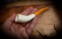 Handmade Horn Block Meerschaum Pipe With Leather Case