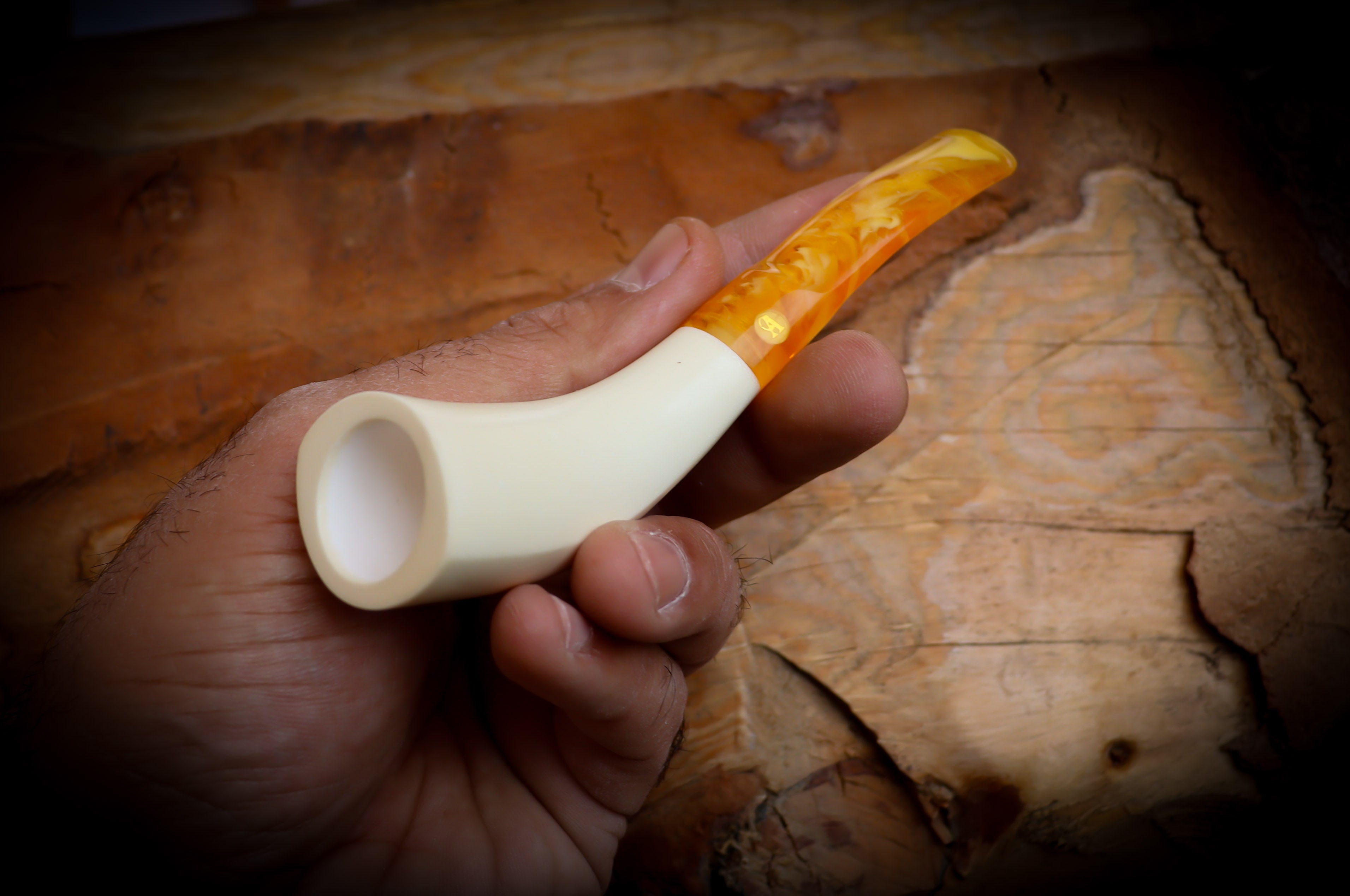 Handmade Horn Block Meerschaum Pipe With Leather Case