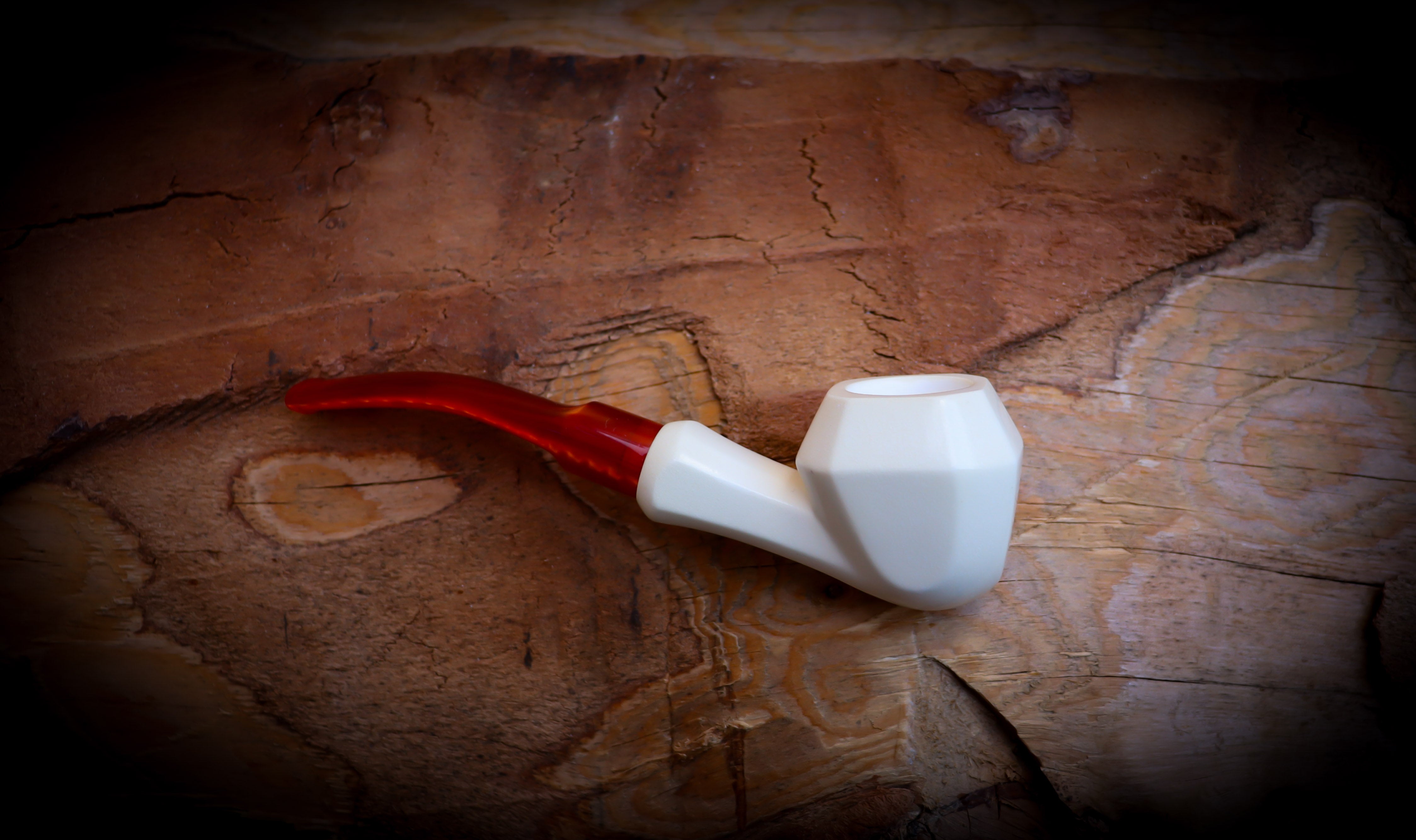 Smooth Handmade Panel Block Meerschaum Pipe With Leather Case- Astaş Meerschaum