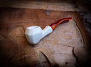 Smooth Handmade Panel Block Meerschaum Pipe With Leather Case- Astaş Meerschaum
