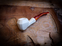 Smooth Handmade Panel Block Meerschaum Pipe With Leather Case- Astaş Meerschaum