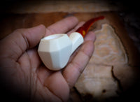 Smooth Handmade Panel Block Meerschaum Pipe With Leather Case- Astaş Meerschaum