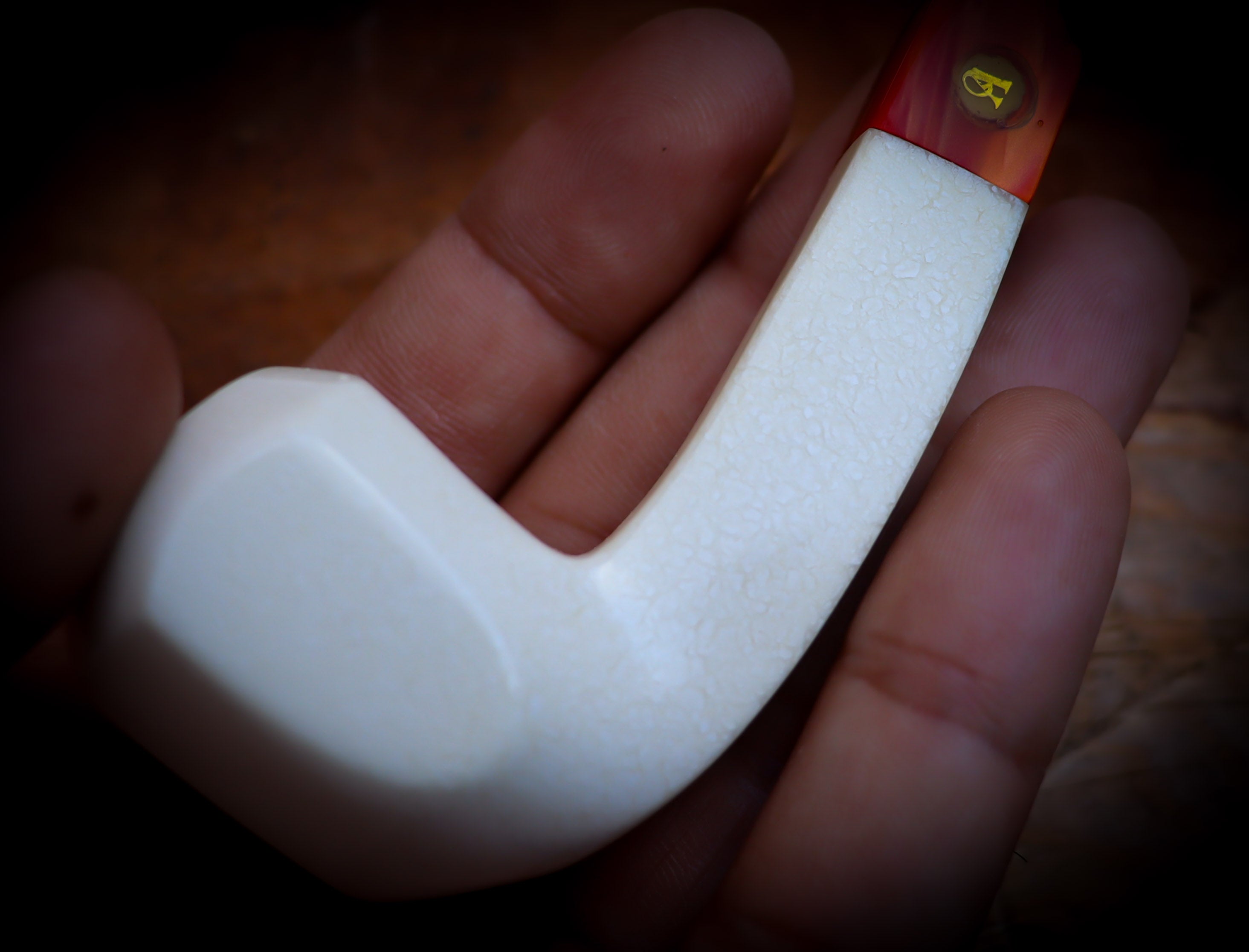 Translucent A+++, Smooth Panel Handmade Block Meerschaum Pipe With Leather Case- Astaş Meerschaum